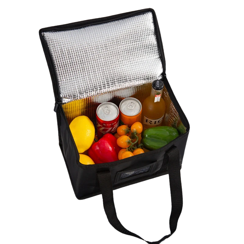50L Insulated Food Delivery Bag Portable Thermal Cooler Carrier with Zipper Black