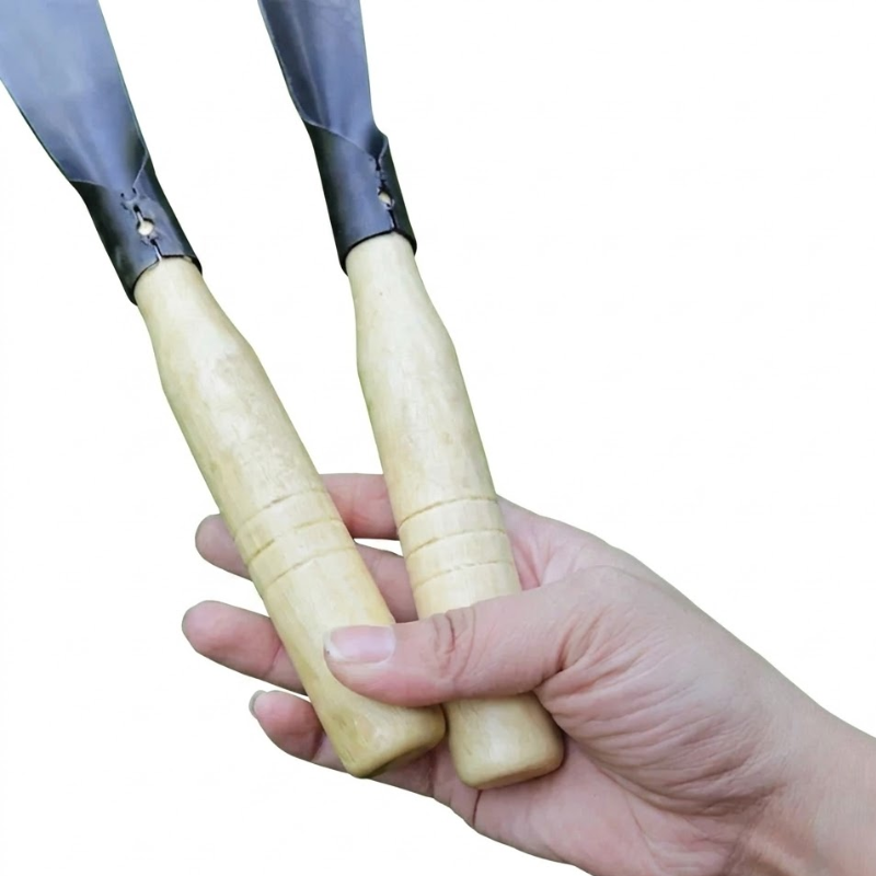 2 Piece Multifunctional Garden Shovel Manganese Steel Weeding Hoe Digging Tool with Wooden Handle