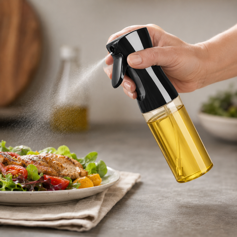 3 Piece 300ml Oil Spray Bottles Black Kitchen Mist Sprayer for Cooking BBQ