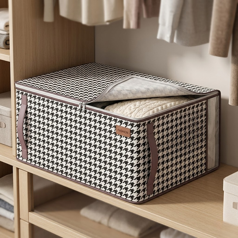 Quilt Storage Bag 55x40x25CM Non-Woven Clothes Organizer with Transparent Window