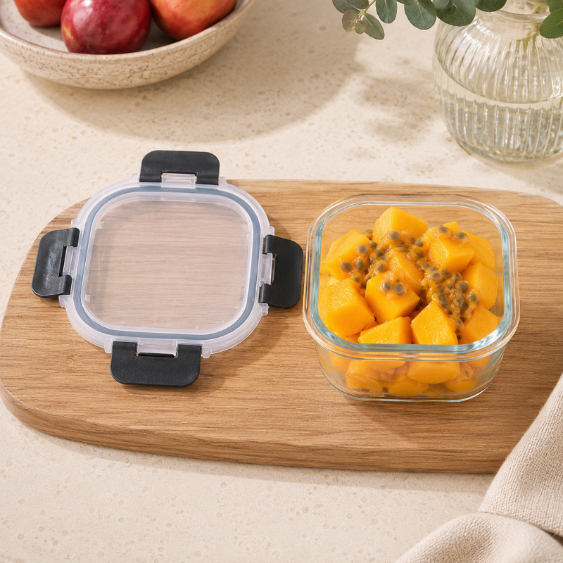 320ml Square Glass Food Storage Container with Lid Microwave Freezer Dishwasher Friendly