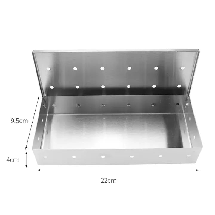 Stainless Steel Smoker Box for Wood Chips BBQ Grill Smoking Accessory