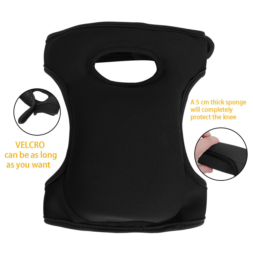 1 Pair Black Gardening Knee Pads Anti-Slip Cushioned Protective Kneepads Adjustable
