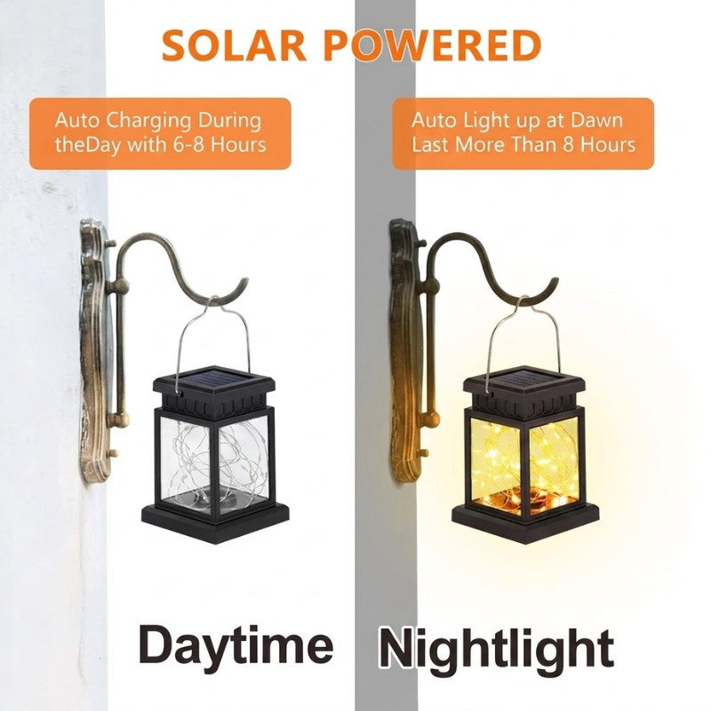 30 LED Solar Lantern Light Warm White Outdoor Hanging or Floor Garden Decor Lamp