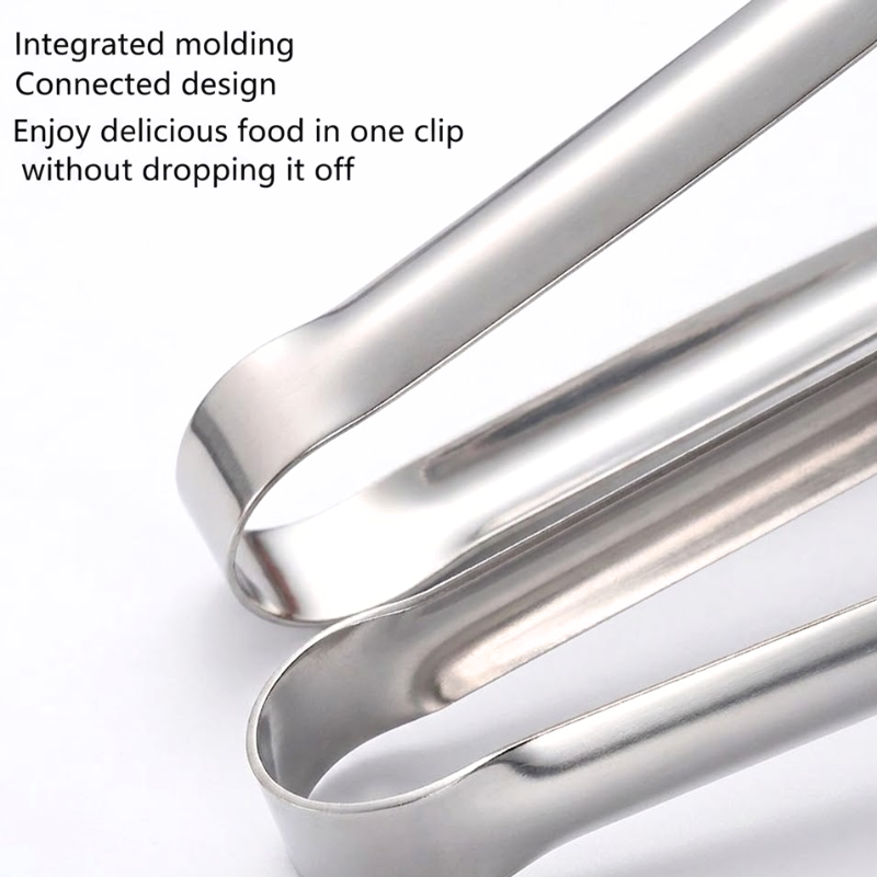 Medium Stainless Steel BBQ Tongs Non-Slip Food Clip Kitchen Grill Serving Tool