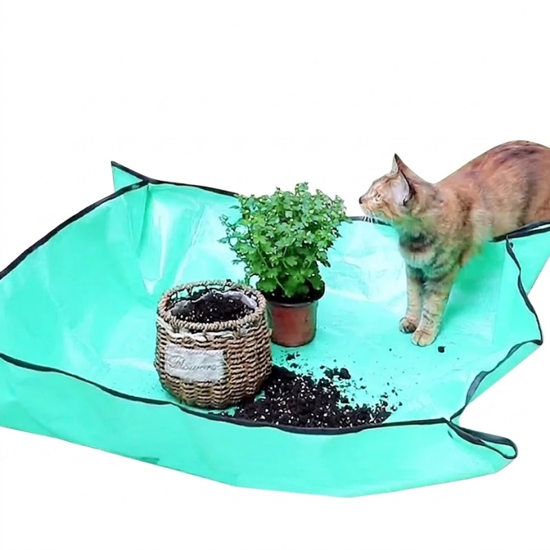 100x100cm Waterproof Planting Mat Foldable Gardening Potting Pad with Snap Corners
