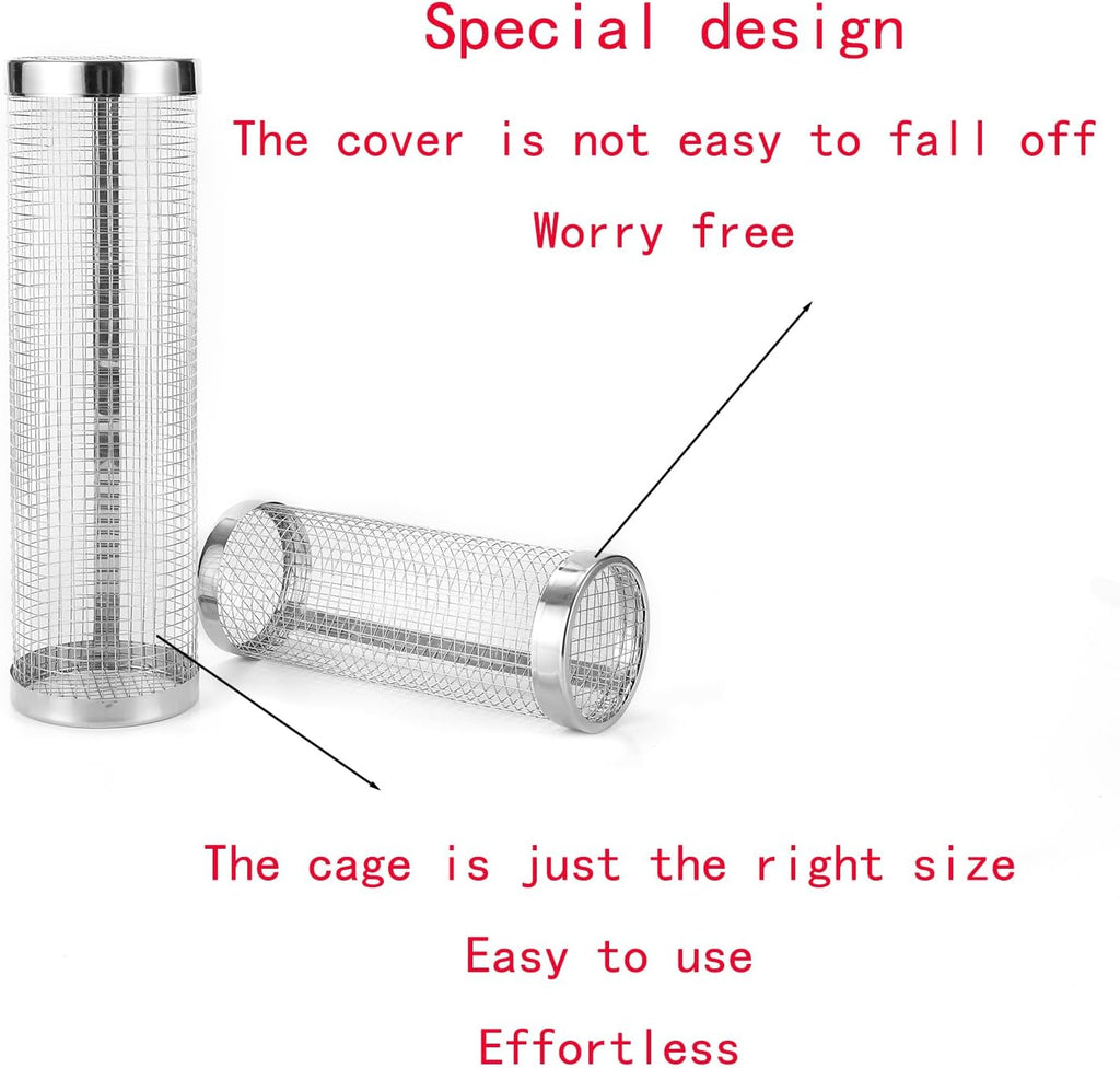 20cm Stainless Steel BBQ Grill Cage for Outdoor Camping Grilling
