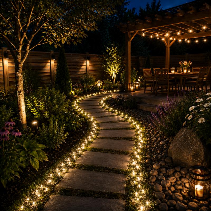 1 Piece 102m 1000 LED Solar Fairy String Lights Warm White Waterproof Outdoor Garden Party Lights