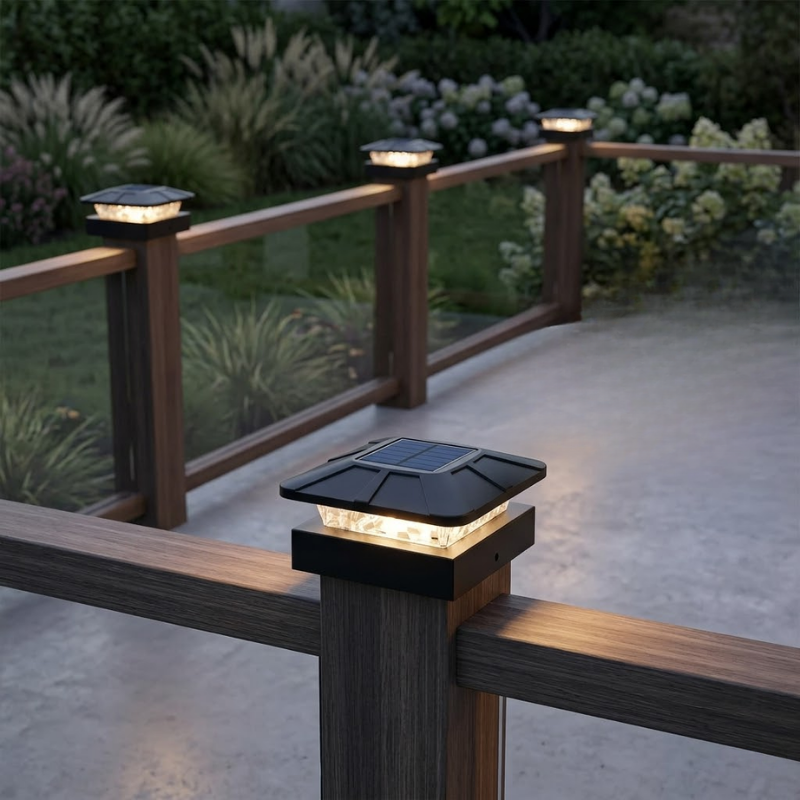 4 Piece Solar Post Cap Lights 4x4 Waterproof Fence Deck Garden Lights with 3 Modes