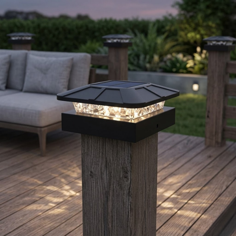 2 Piece Solar Post Cap Lights 4x4 Waterproof Fence Deck Garden Lights with 3 Modes