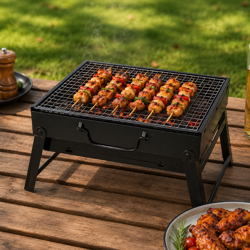 Portable Stainless Steel Charcoal BBQ Grill Mini Outdoor Cooker for Camping Picnic