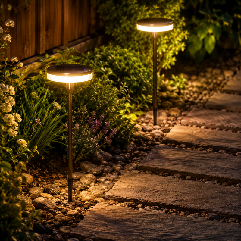 2 Piece Solar Swaying Pathway Lights Outdoor IP65 Waterproof Garden Lawn Decor Lights