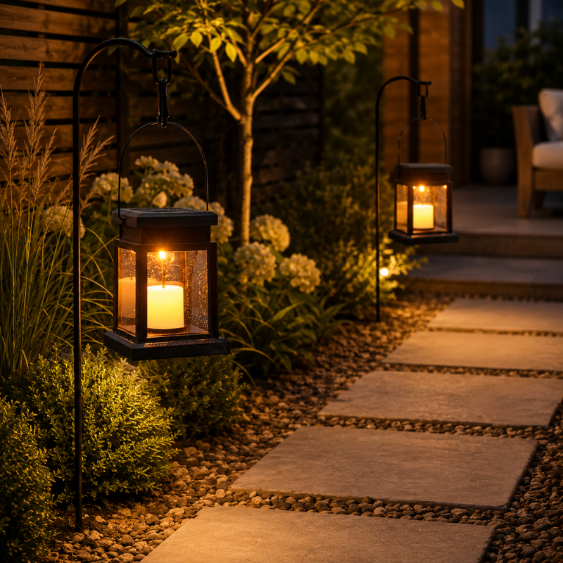 Solar Lantern Garden Light Retro Outdoor Hanging or Floor Lamp Waterproof LED Decor Light