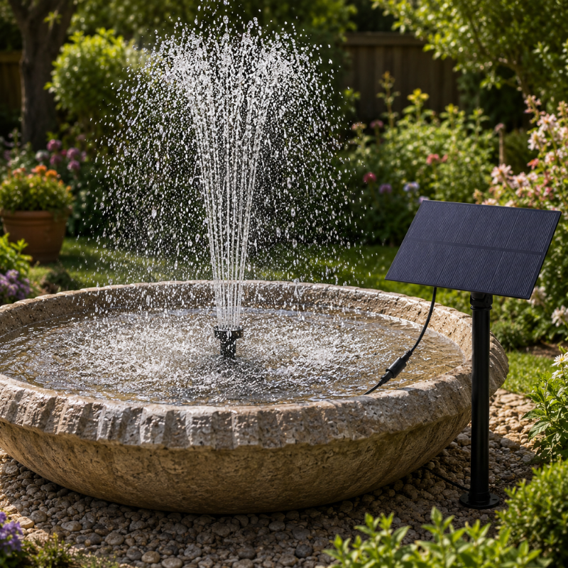 Solar Fountain Pump Kit 5V Garden Water Pump with Panel and 8 Nozzles
