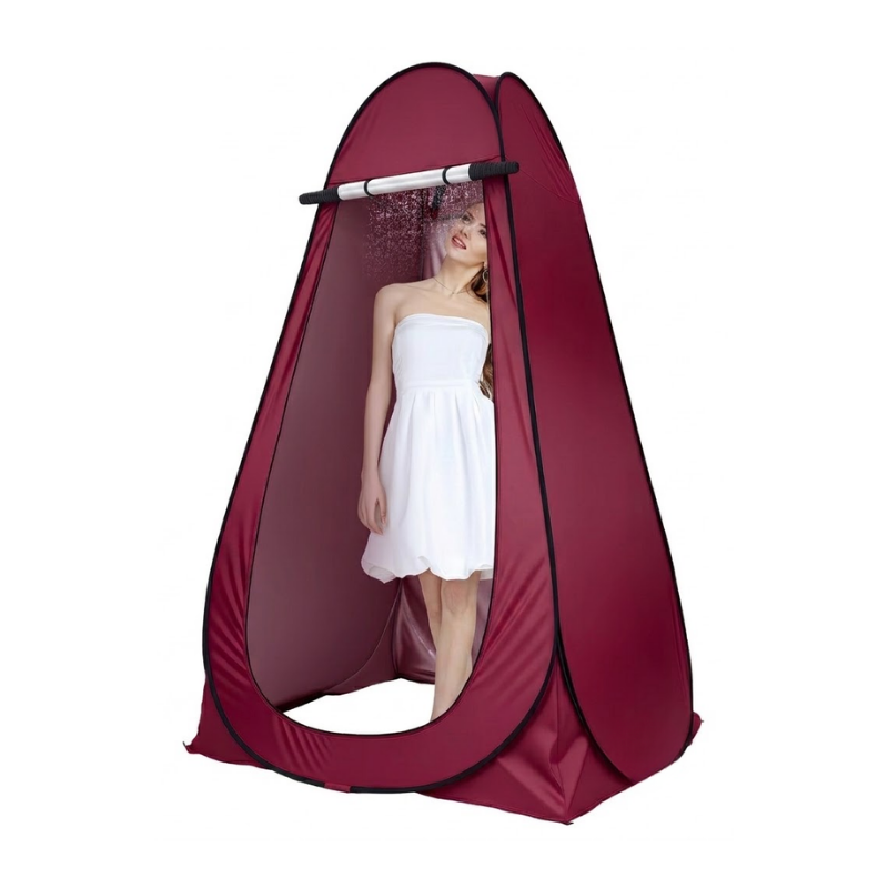 Portable Camping Shower Tent Burgundy 1.2 x 1.2 x 1.9m Quick Pop Up Privacy Shelter for Outdoor Changing and Beach
