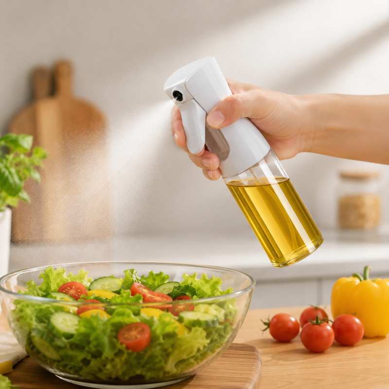 3 Piece 300ml Oil Spray Bottles White Kitchen Mist Sprayer for Cooking BBQ