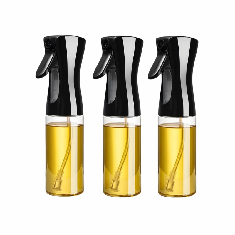 3 Piece 200ml Oil Spray Bottles Black Kitchen Mist Sprayer for Cooking BBQ