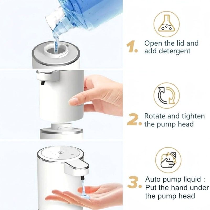 Automatic Liquid Soap Dispenser Touchless Infrared Sensor USB Rechargeable Countertop