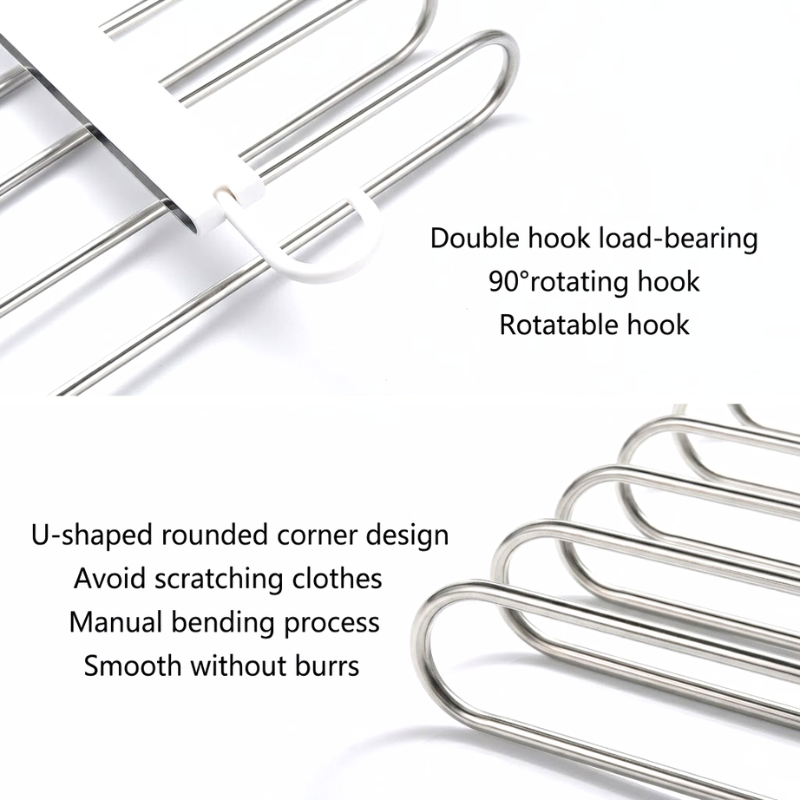 1 Piece 6 Layer Black Folding Pants Hanger Space Saving Clothes Storage Rack