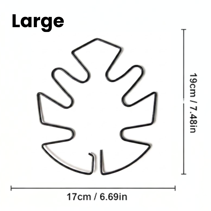 19cm Large Metal Plant Stem Support Black Monstera Climbing Stabilizer Decorative Leaf Design