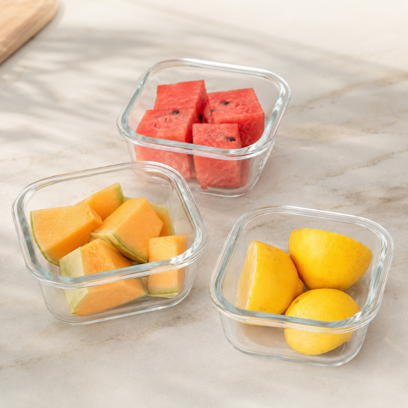320ml Square Glass Food Storage Container with Lid Microwave Freezer Dishwasher Friendly