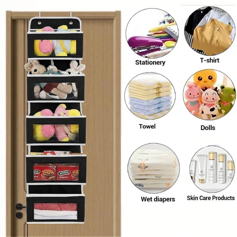 5 Shelf Black Hanging Storage Organizer Over Door 5 Pocket Rack