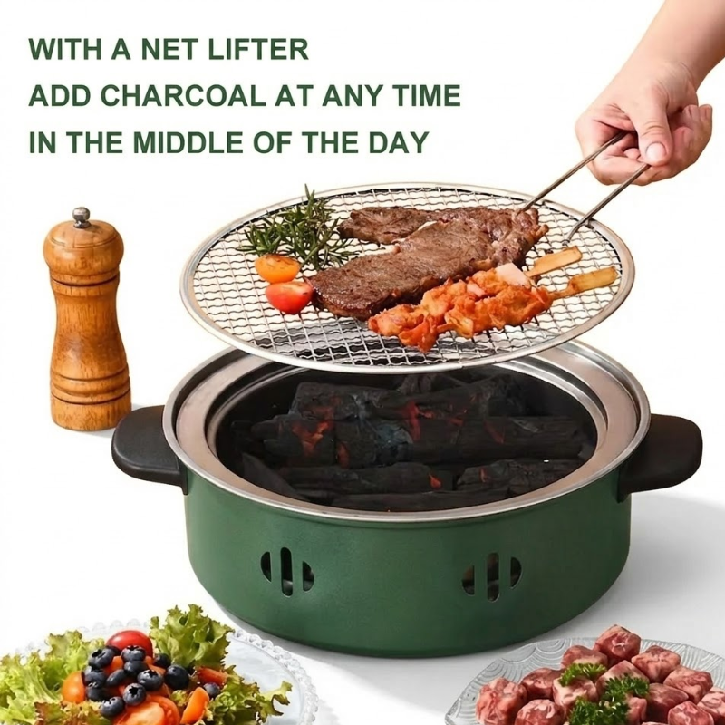 Portable Tabletop BBQ Grill Stove with Grill Net for Camping and Backyard