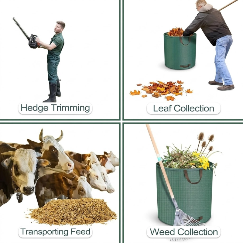 120L Garden Waste Bag Heavy Duty Reusable Yard Leaf Debris Collection Bag