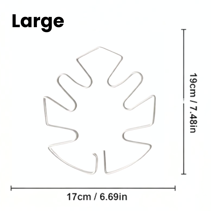 19cm Large Metal Plant Stem Support White Monstera Climbing Stabilizer Decorative Leaf Design
