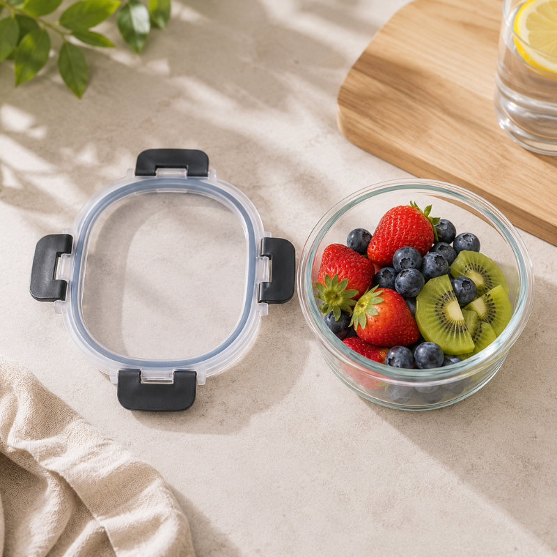 620ml Round Glass Food Storage Container with Lid Microwave Freezer Dishwasher Friendly