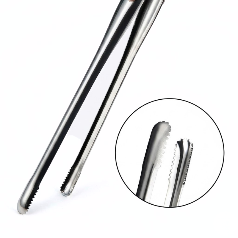 Small Stainless Steel BBQ Tongs Non-Slip Food Clip Kitchen Grill Serving Tool