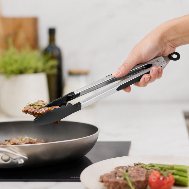 35cm Stainless Steel BBQ Tongs Kitchen Food Clip for Grilling Serving