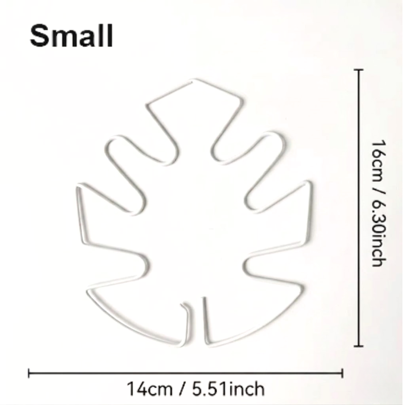 16cm Small Metal Plant Stem Support White Monstera Climbing Stabilizer Decorative Leaf Design
