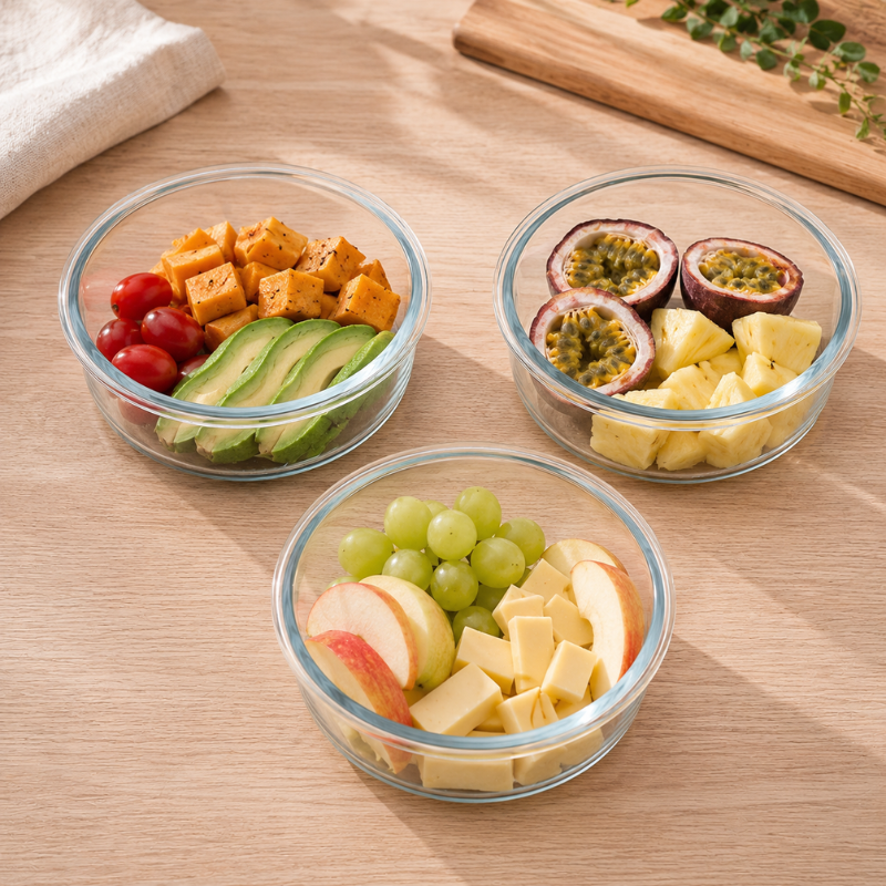 620ml Round Glass Food Storage Container with Lid Microwave Freezer Dishwasher Friendly