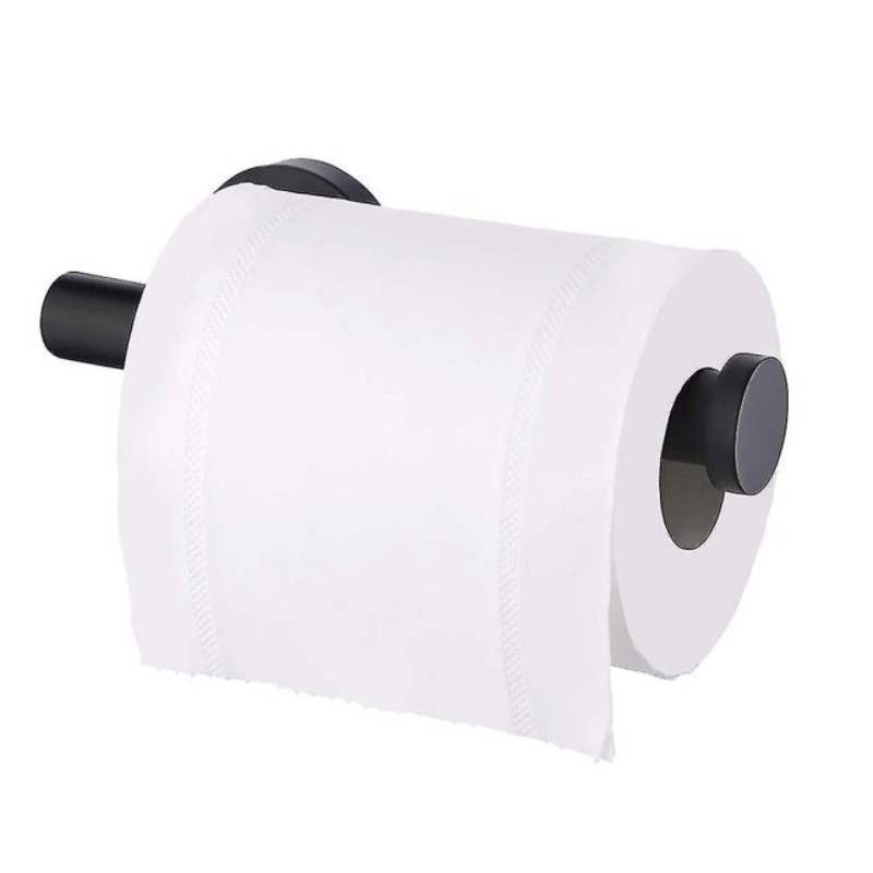 Black Kitchen Paper Towel Holder Adhesive Wall Mounted Tissue Roll Rack