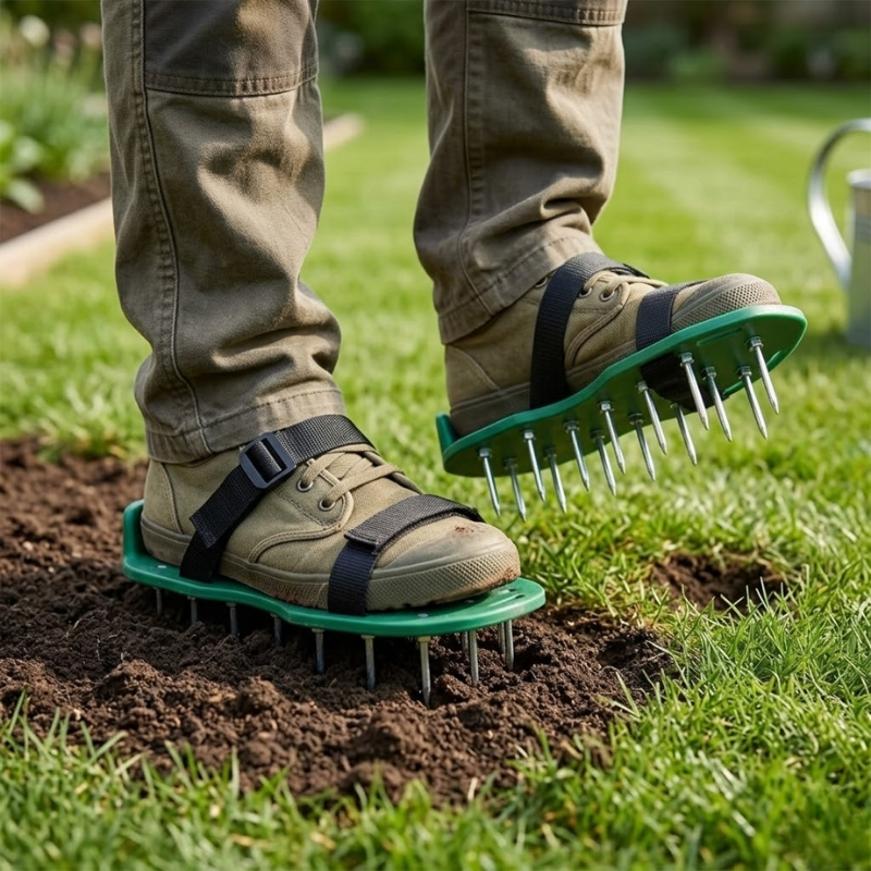 Lawn Aerator Shoes Spike Sandals Adjustable Garden Grass Soil Aerating Tool Set