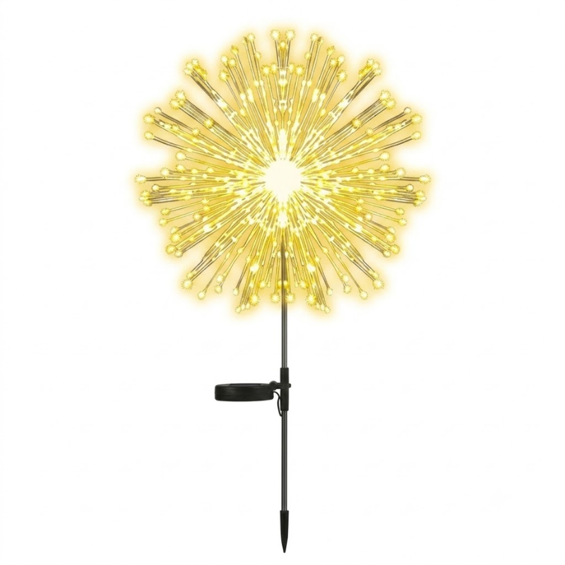 1 Piece Solar Firework Lights 150 LED Warm White Waterproof Garden Stake Light for Outdoor Decoration