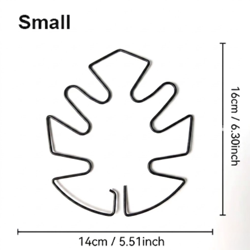 16cm Small Metal Plant Stem Support Black Monstera Climbing Stabilizer Decorative Leaf Design