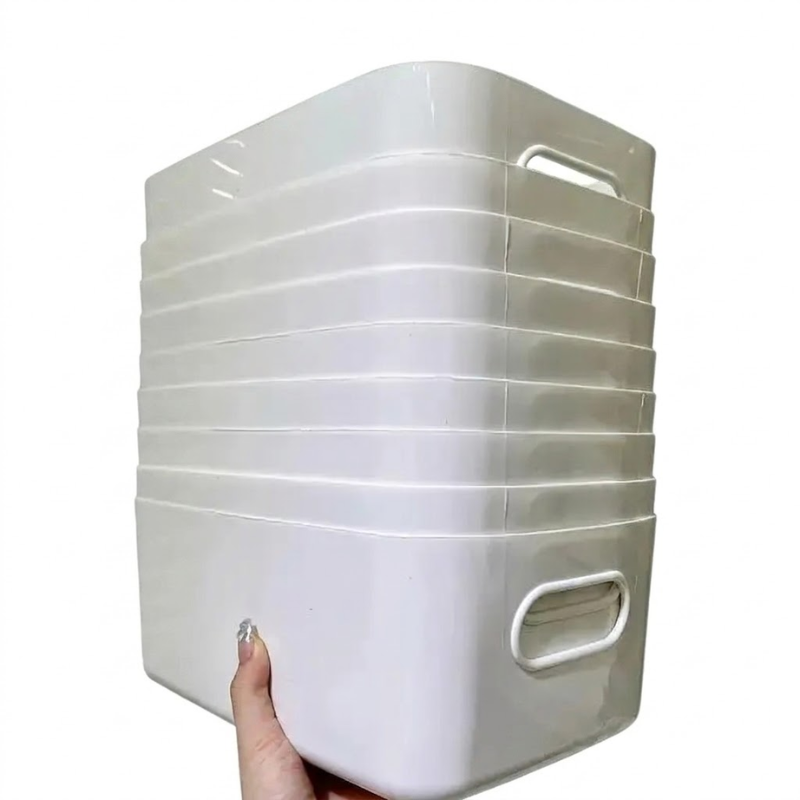 10PCS Stackable Plastic Storage Boxes Open Top Organizer Bins for Desktop Shelf Cabinet