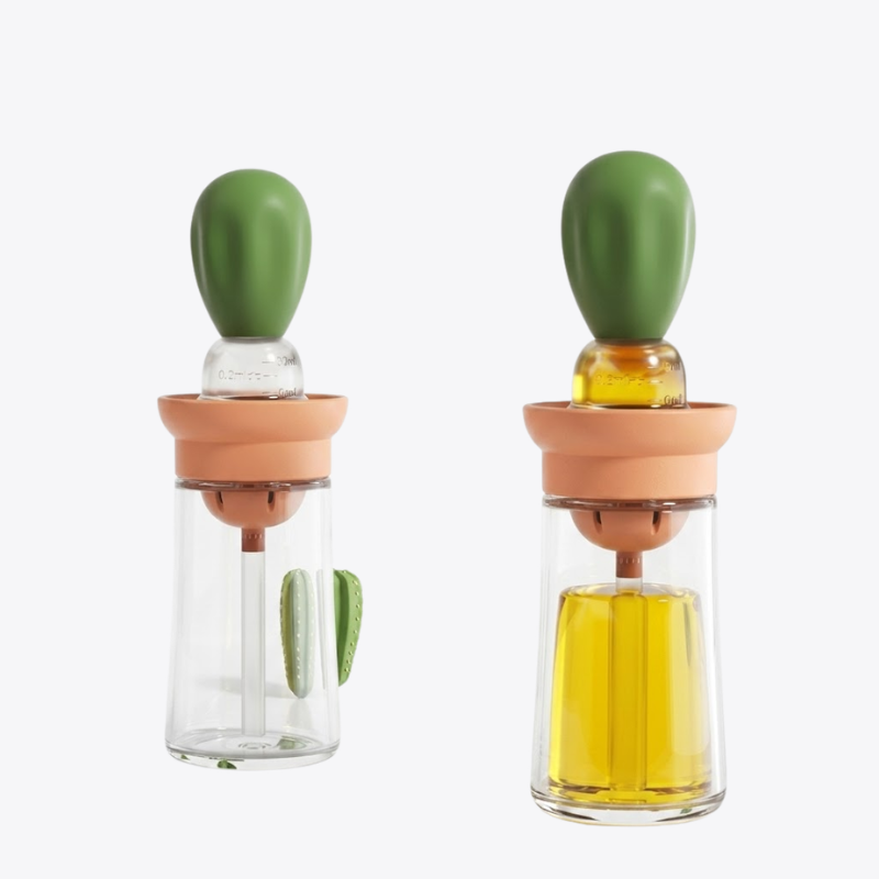 Oil Bottle with Silicone Brush Red Green BBQ Cooking Oil Dispenser