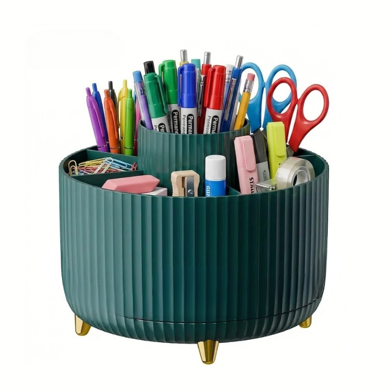 360° Rotating Makeup Organizer Storage Box Cosmetic Brush Holder Lipstick Jewelry Container Green