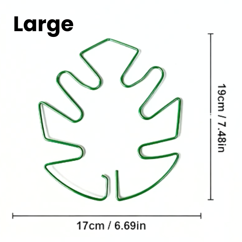 19cm Large Metal Plant Stem Support Green Monstera Climbing Stabilizer Decorative Leaf Design