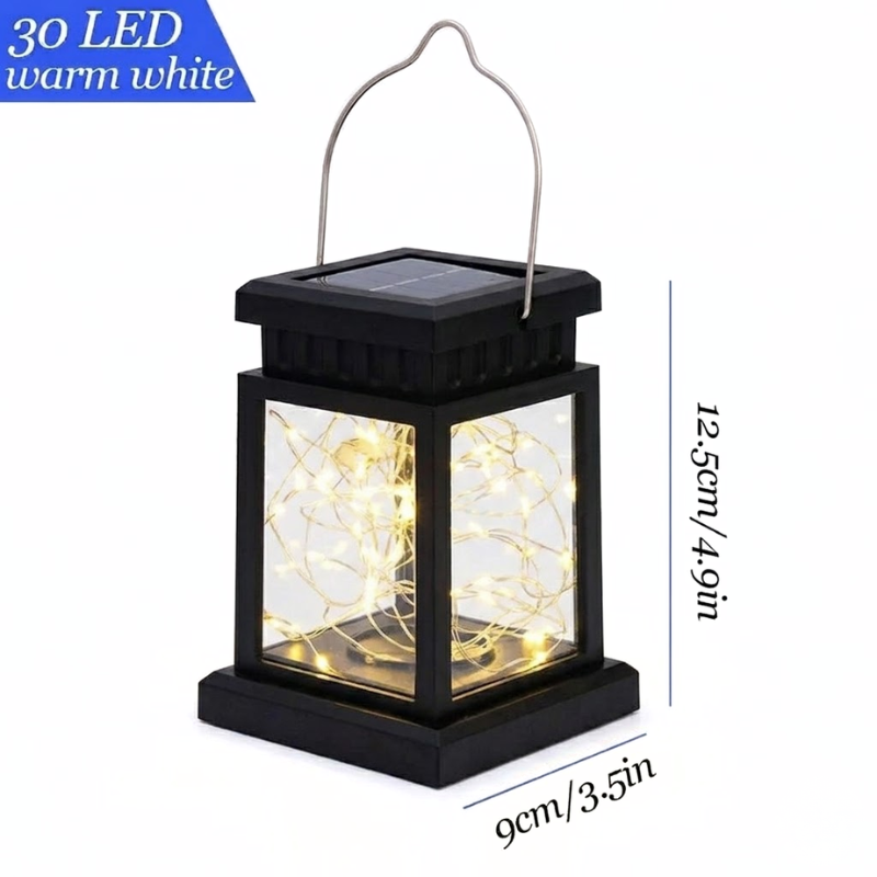 30 LED Solar Lantern Light Warm White Outdoor Hanging or Floor Garden Decor Lamp