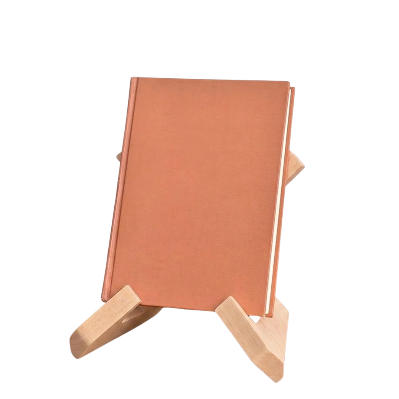 Light Brown Wooden Cookbook Stand Foldable Book Tablet and Record Display Holder