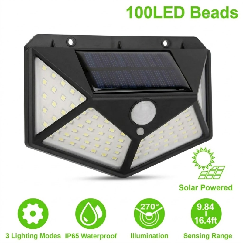 100 LED Solar Motion Sensor Light Outdoor IP65 Waterproof Wall Security Light