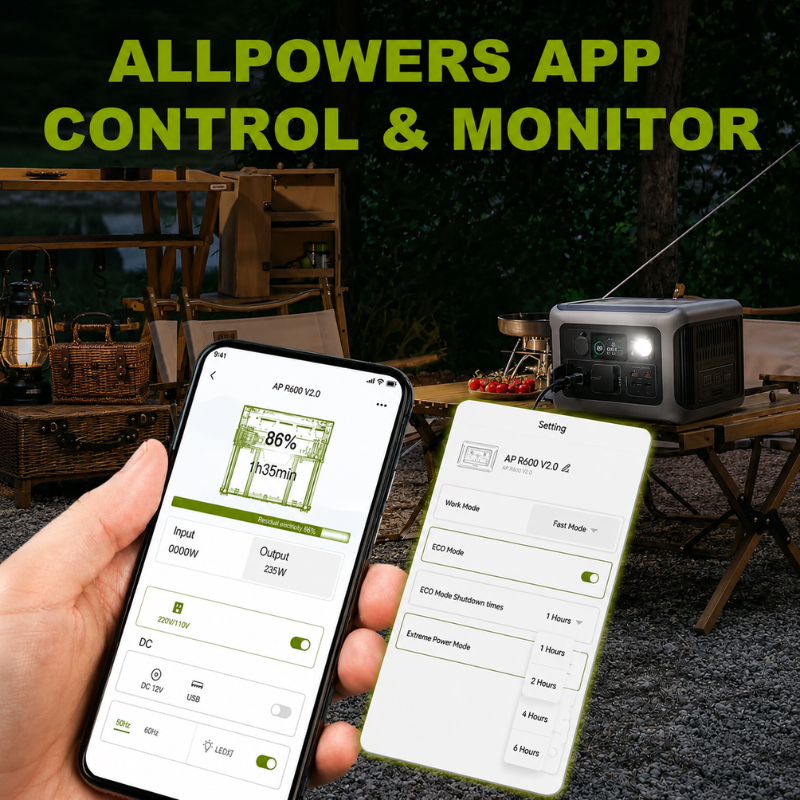 Portable Power Station 299Wh LiFePO4 Battery 600W Outdoor Backup Generator with AC USB-C and Wireless Charging