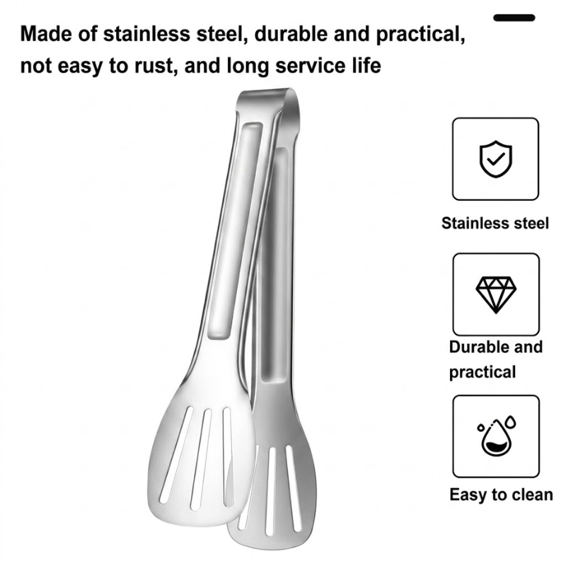 Stainless Steel BBQ Food Tongs Long Cooking and Serving Clip