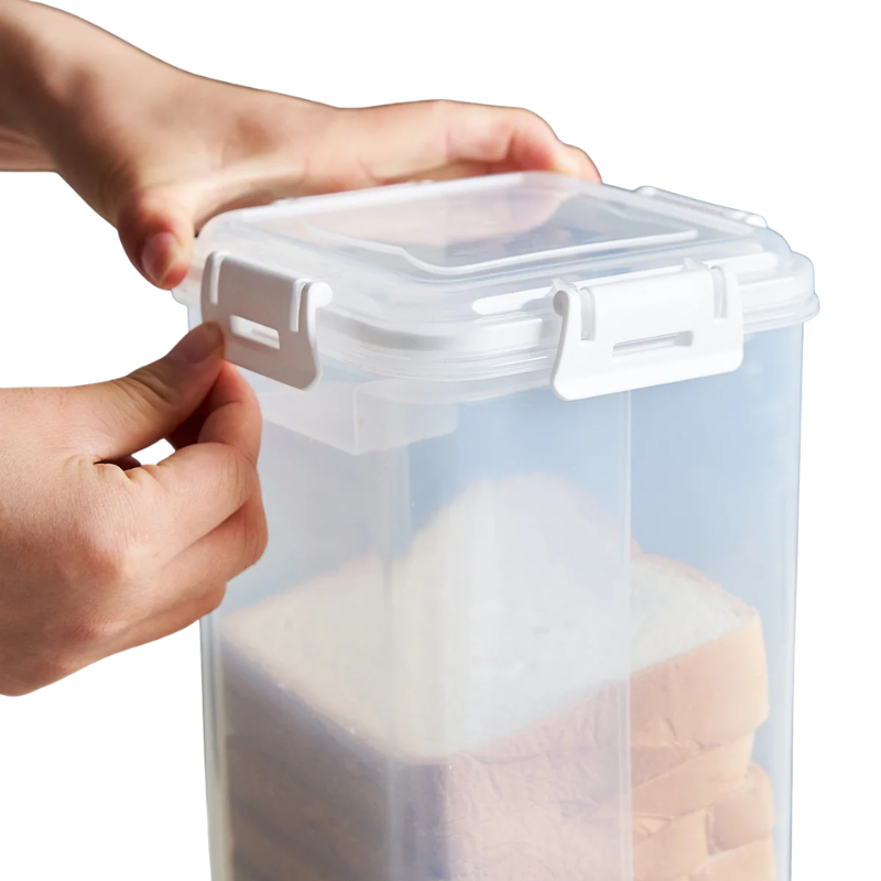 Clear Airtight Bread Loaf Storage Container Tall Bread Saver Box White with Drawer
