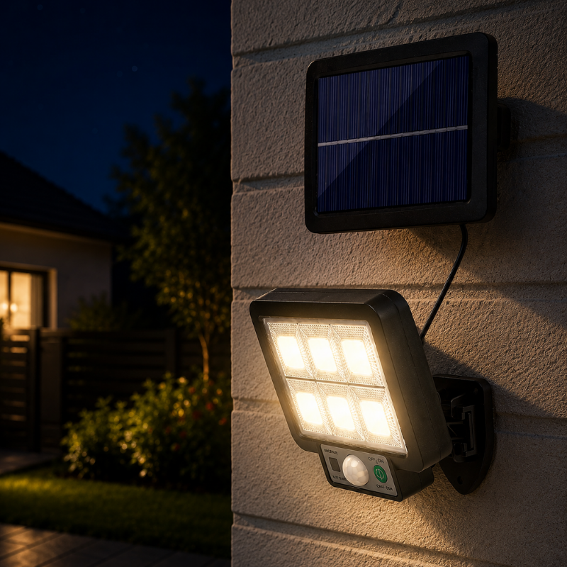 72 COB Solar Wall Light Split Panel Motion Sensor Waterproof Outdoor Lamp with Remote