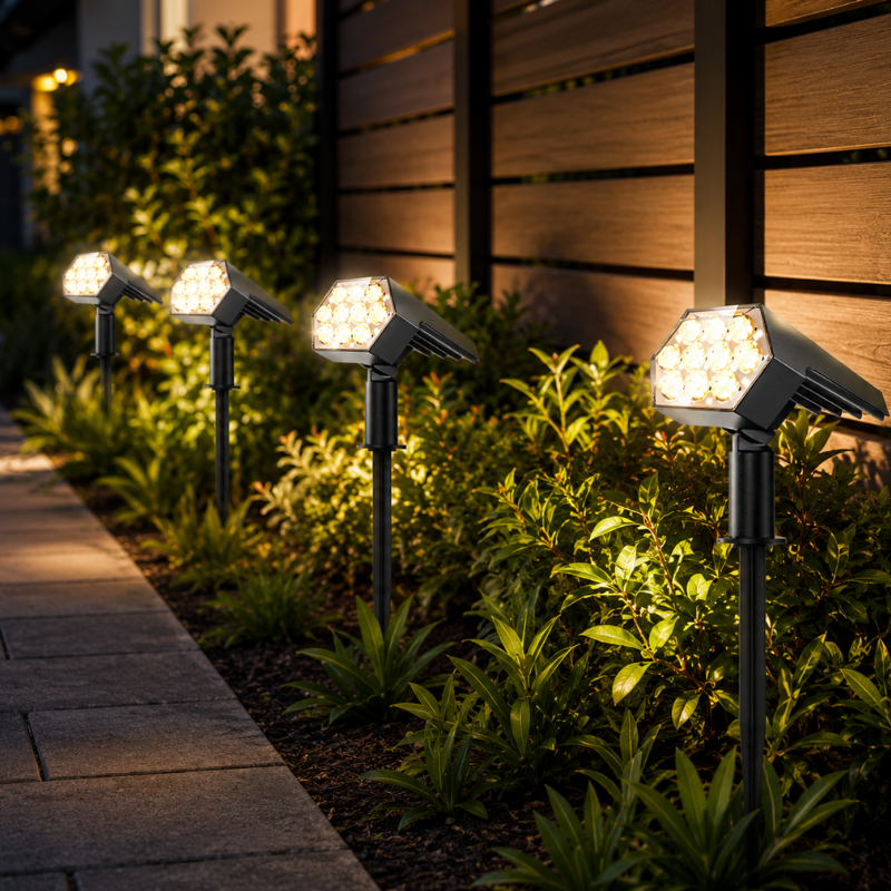 2 Piece 92 LED Solar Spot Light IP67 Waterproof Garden Landscape Light Warm White